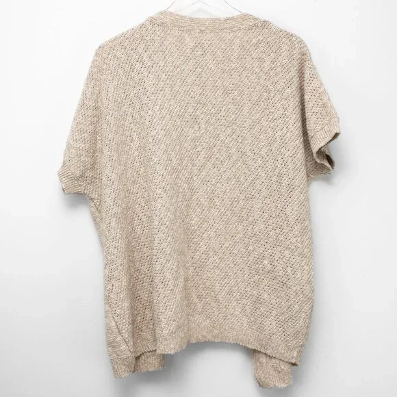 Blarney Nuala Cardigan Linen Cotton Aran Knit Irish Sweater Natural Tan Medium - Picture 2 of 7